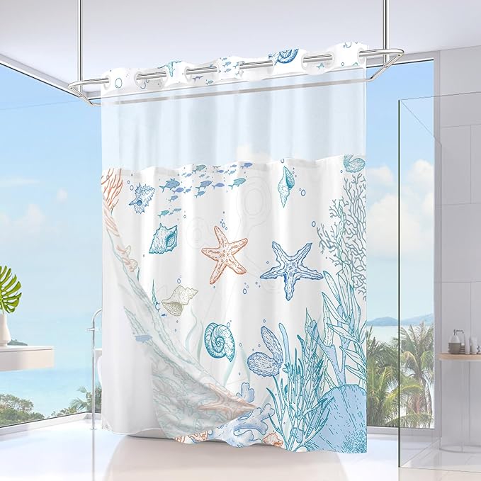 Long No Hook Shower Curtain - Image 2