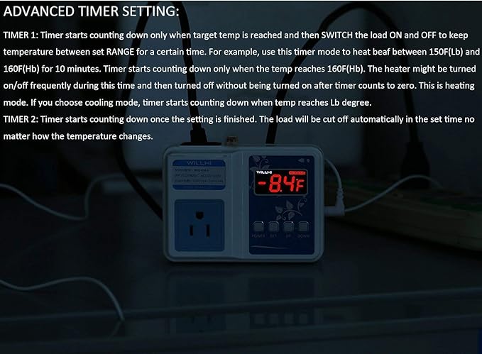 WH1436A 10A Temperature Controller 110V Digital Thermostat Switch Sous Vide - Image 9