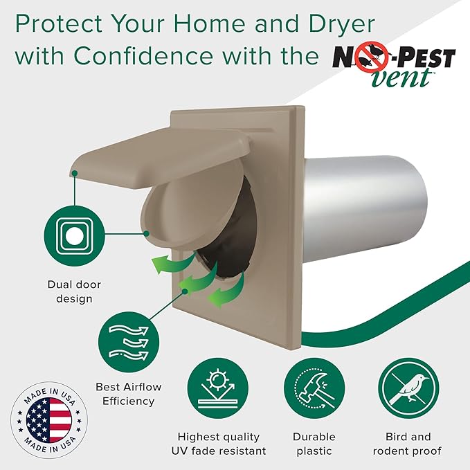 NO-PEST VENT, Exclusive Dual Door Dryer Vent Cover Outdoor 4 inch - Image 4