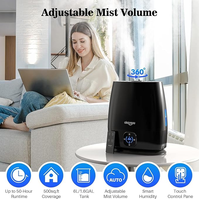 Okaysou Humidifiers, 6L Smart Humidifier and Diffuser - Image 2