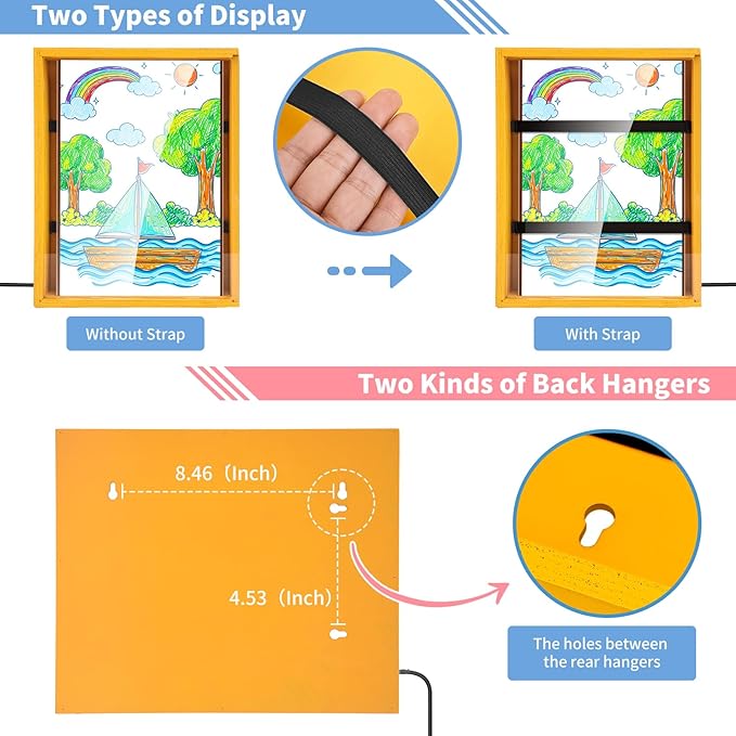 Artwork Shadow Box with LED Light Dimmable Changeable Picture Display & Storage - Image 6