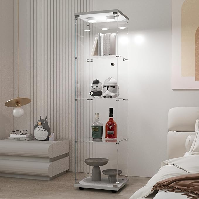 Yoluckea 4-Tier Glass Display Cabinet - Image 6