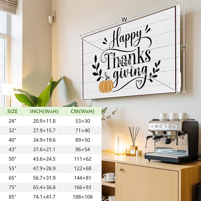 Happy Thanksgiving Words Indoor TV Cover, Elastic TV Screen Protector Farm - Image 4