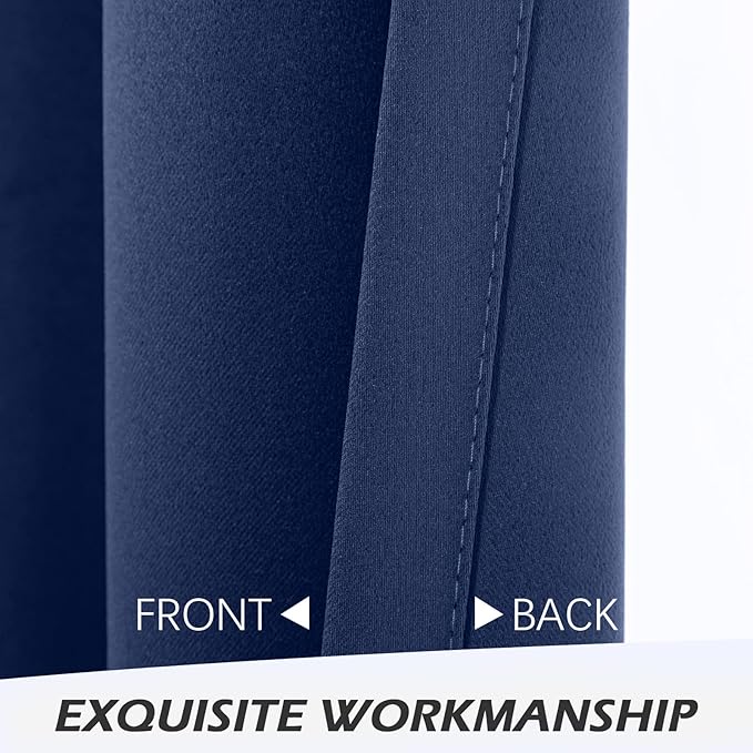 MYSKY HOME Navy Blue Curtains 84 Inches Long Blackout Curtains - Image 7