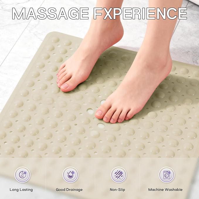 Anti-Slip Bathtub Shower mat, 20.8×20.8（Approximately 53×53cm） inch Soft - Image 4
