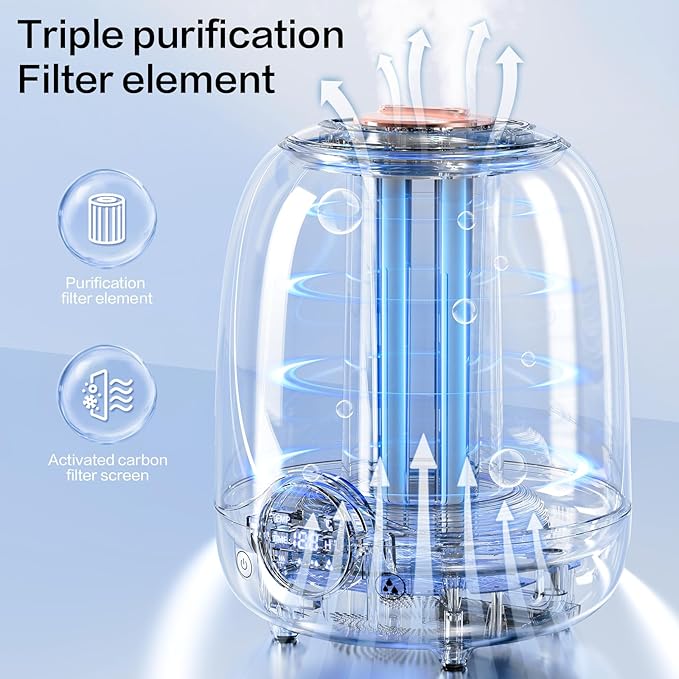 Humidifiers for Bedroom, 3L Tank for 30H 20dB Quiet Mist Time, Dual Nozzles - Image 7