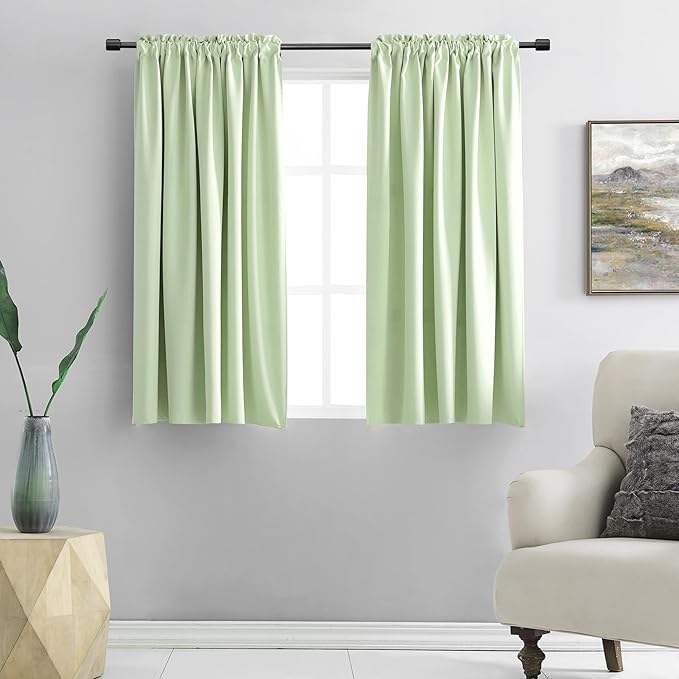 DONREN Light Green Blackout Curtains 48 inches Long by DONREN