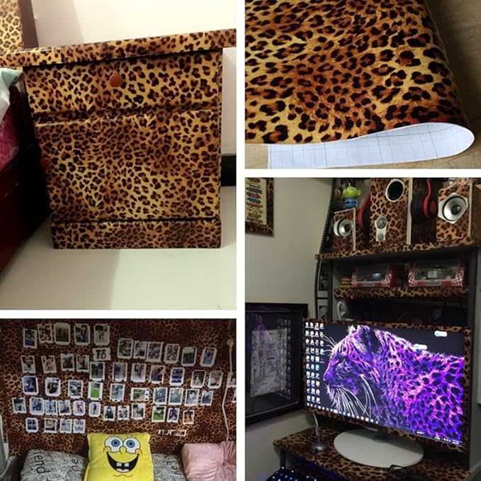 Sexy Leopard Print Self-Adhesive Shelf Drawer Liner Moisture Proof PVC Mat - Image 11