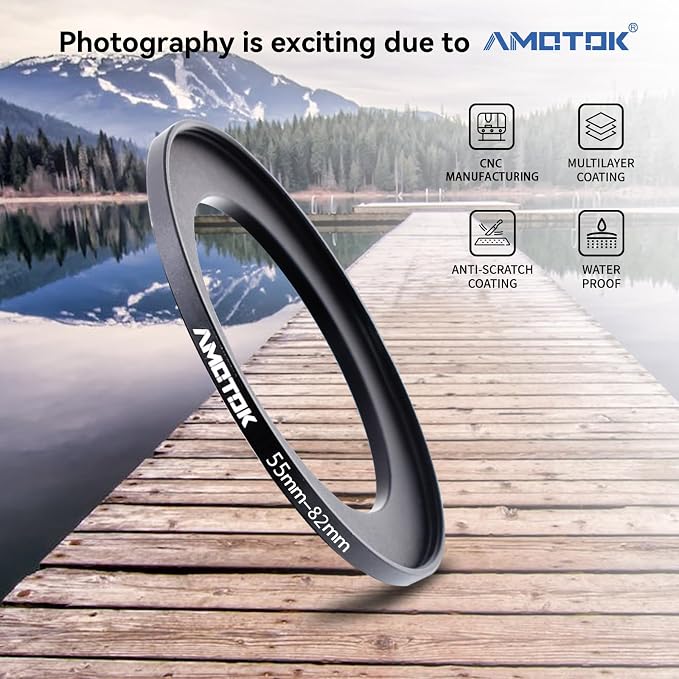 55mm Lens to 82mm Camera Lens Adapter, 55mm to 82mm Filter Step-up Ring Adapter - Image 2