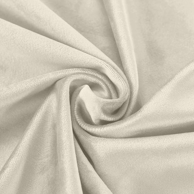 ChadMade Blackout Lined Premium Velvet Curtain Ivory 84Wx96L Inch, Eyelet - Image 6