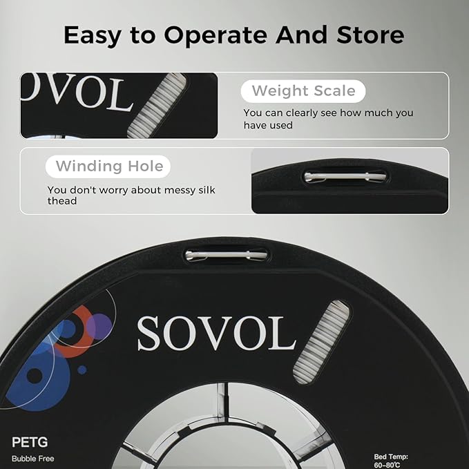Sovol 3D Printer PETG Filament 1.75mm 1KG, High Precision, Strong Toughness - Image 7