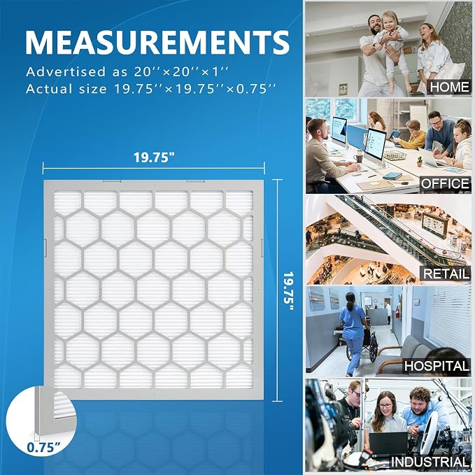 20x20x1 MERV 11 Air Filter, AC Furnace Air Filter, Reusable ABS Plastic Frame - Image 3