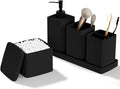 Matte Black Bathroom Accessories Set 5 Pieces, Resin Toothbrush Holders Set by LetUsMakeHomeYourFavoriteDestination