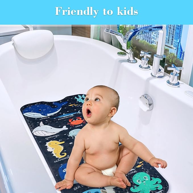 Bath Mat for Tub Non Slip, Machine Washable Anti-Slip Cartoon Baby Bathtub - Image 2