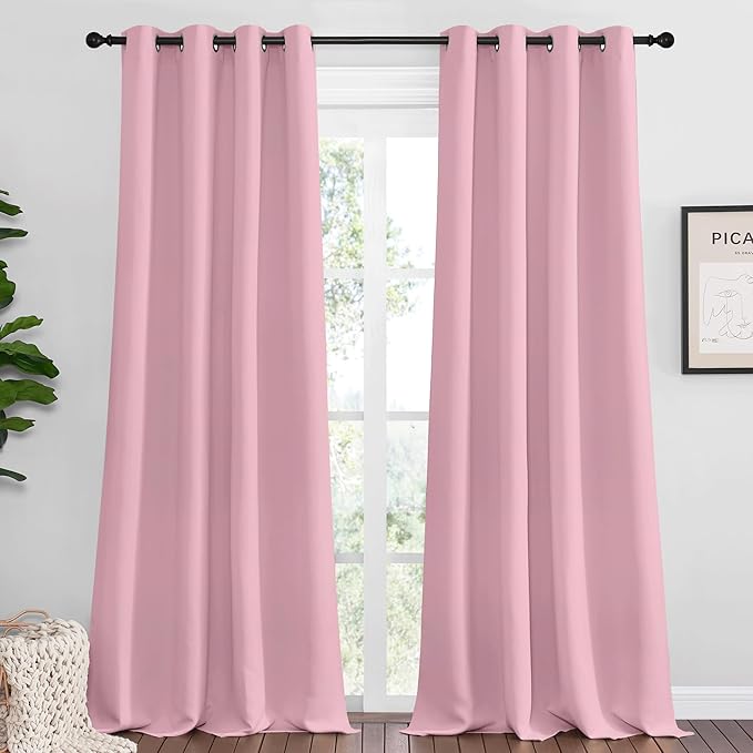 NICETOWN Crystal Pink Blackout Curtains 108" Long, 2 Pieces by NICETOWN