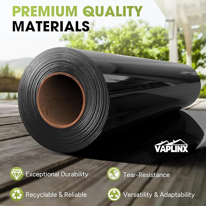 10 Mil Black Plastic Sheeting 5x100 FT – UV Protection Poly Sheeting - Image 2