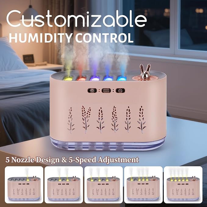 5 Nozzle Music Sensing Cool Mist Humidifier, Humidifier Diffuser - Image 2