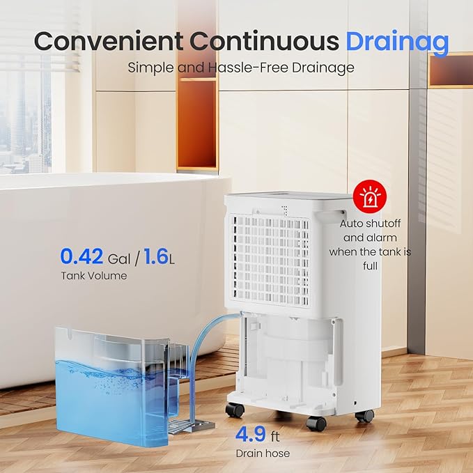 30 Pint Dehumidifier for Basement, Smart App Control, Continuous Drain - Image 5