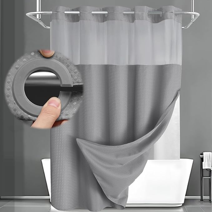 No Hook Shower Curtain and Liner Set by Unknown