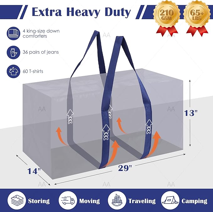 6 Pack Extra Large Heavy Duty Moving Bags - Image 2
