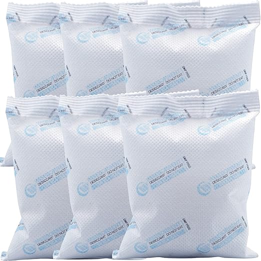 6Pcs 100 Gram Silica Gel Packets, Pure and Safe Silica Gel Desiccant Packs by Wisesorb