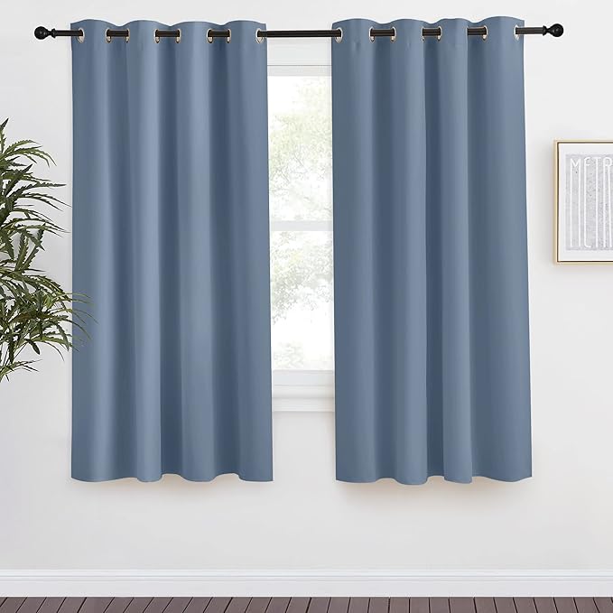 NICETOWN Blackout Curtain Panel, W55 x L68, Stone Blue Color, Light Blocking by NICETOWN
