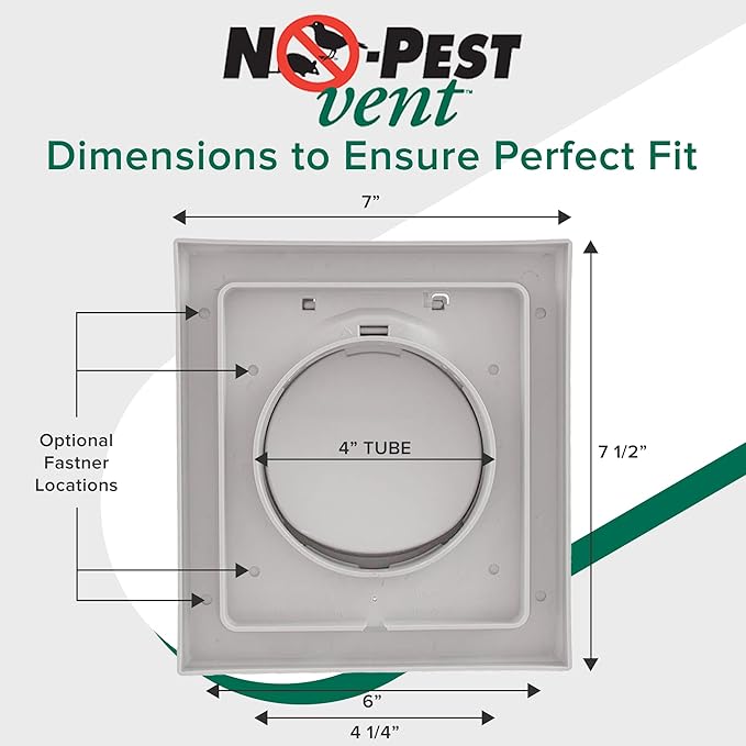 NO-PEST VENT, Exclusive Dual Door Dryer Vent Cover Outdoor 4 inch or Bathroom - Image 5
