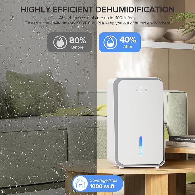 Dehumidifier for Home, 1000 sq.ft Dehumidifier for Basement Bathroom Bedroom - Image 3
