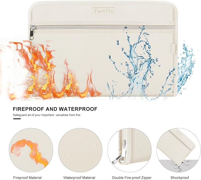 Fireproof Safe Waterproof Accordion File Bag Folder Expanding Filing Folder - Image 2