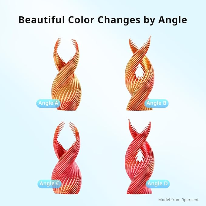 ANYCUBIC Silk Dual Color Pla Filament, 2-in-1 Chrome Coextrusion Color Change - Image 5