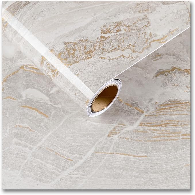 CRE8TIVE Beige Gold Liquid Marble Contact Paper by CRE8TIVE