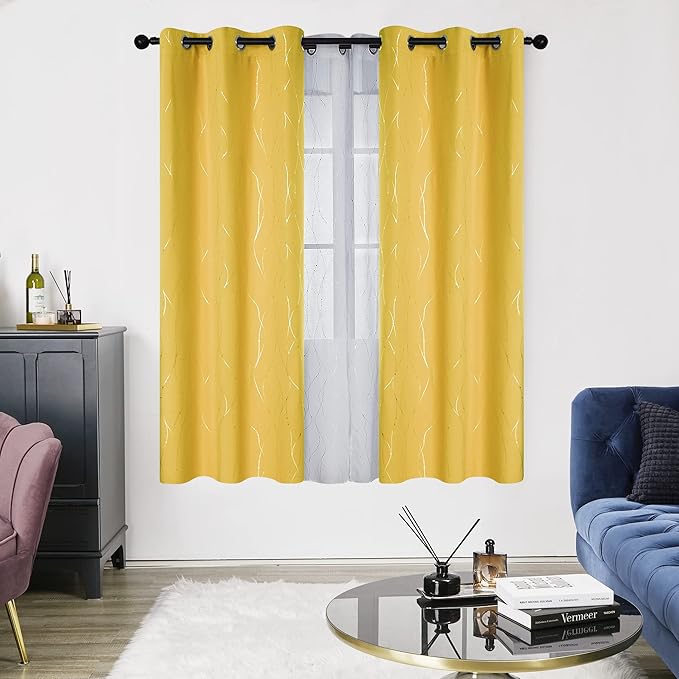 Deconovo Yellow Curtains, Thermal Insulated Soundoroof Pravicy Curtain - Image 2