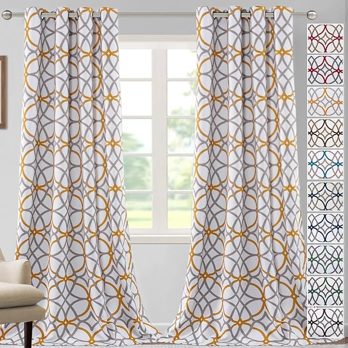 H.VERSAILTEX Blackout Curtains Printed Design 96 Inch Length 2 Panels Set by HVERSAILTEX