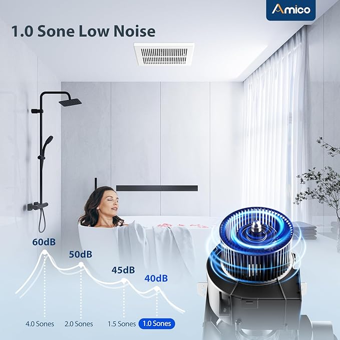 Amico Bathroom Exhaust Fan 2 Pack, 80 CFM, 1.0 Sones, Low Noise, Ceiling - Image 3