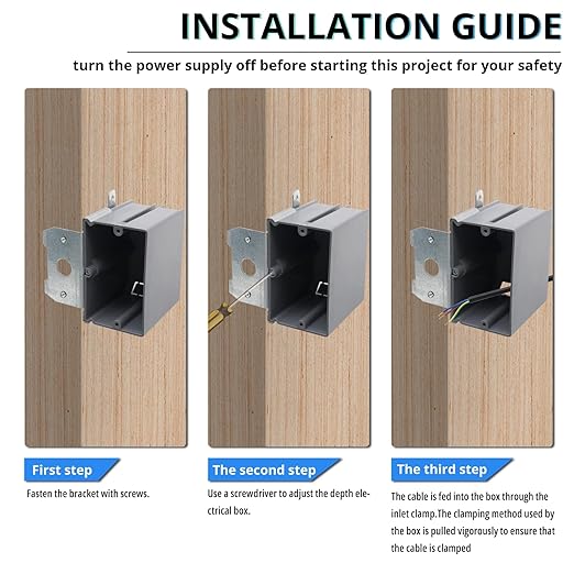 MAKERELE Grey Adjustable Outlet Box Electrical Enclosure, PVC 1 Gang Adjustable - Image 5