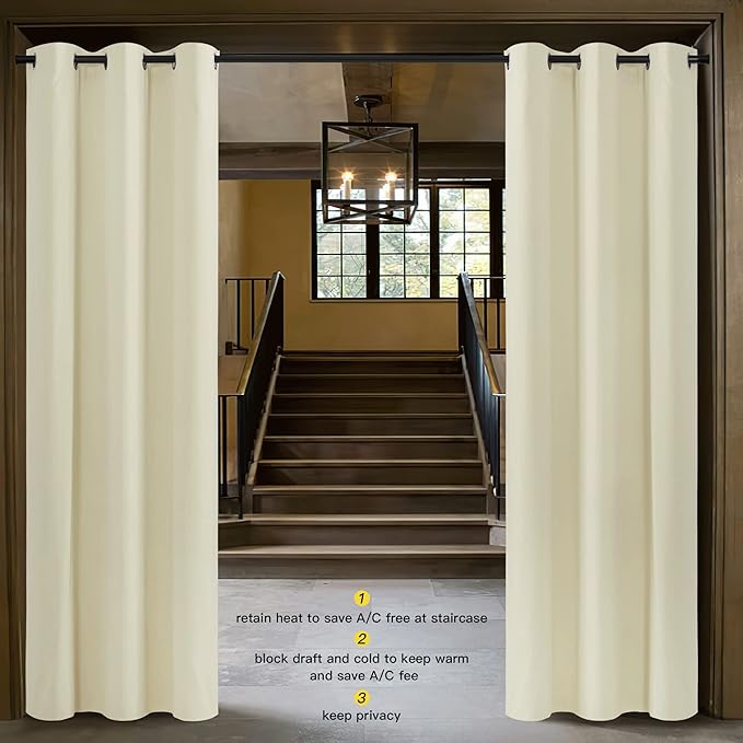 NICETOWN Beige Room Darkening Curtain and Drape Energy Efficient Warmth Solid - Image 3