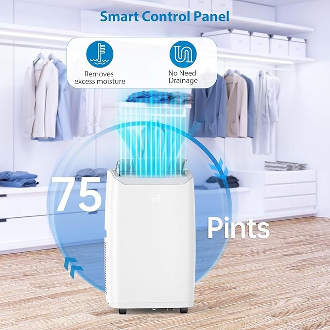 14000Btu Portable Air Conditioner Cools up to 750 Sq.Ft, 3-in-1 Quiet Portable - Image 4