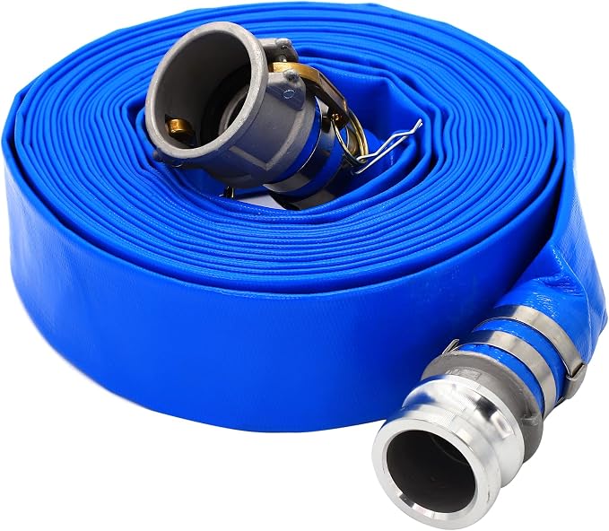 DAVCO 2" ID × 25 ft Pool Backwash Hose, Heavy Duty Reinforced Blue PVC Lay Flat by DAVCO