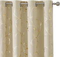 BUHUA Blackout Curtains Gold Foil Print Flower Vine Grommet Drapes, Room by BUHUA
