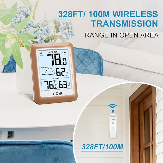 Indoor Outdoor Thermometer Wireless Weather Station, Internal External - Image 3