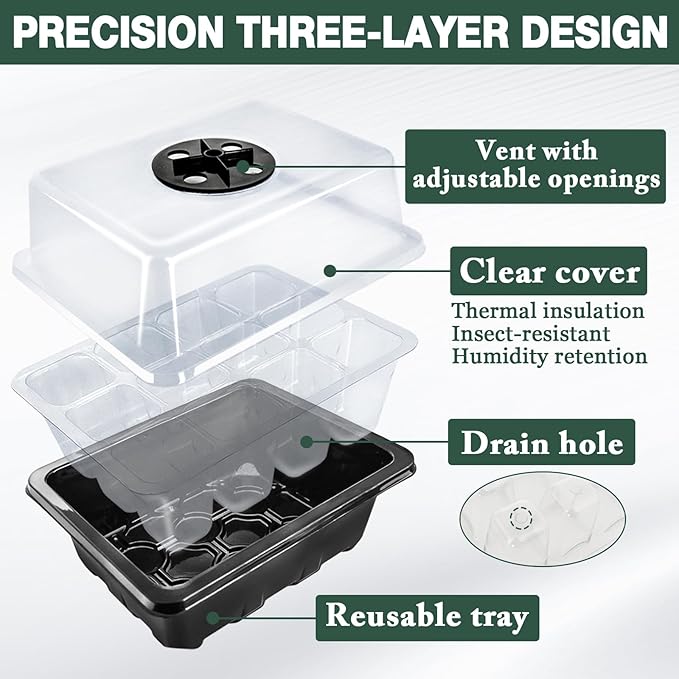 ZeeDix 10 Set Seed Starter Tray Kits, 10 Pack Seed Trays - Image 2