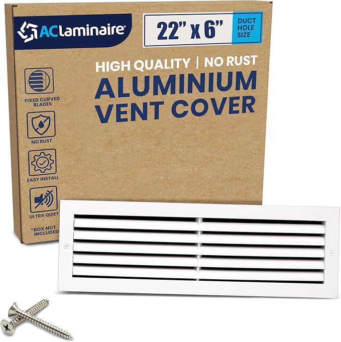 22x6 Inch Air Return Vent Cover Decorative – Premium Aluminum AC Vent Cover by LAMINAIRE