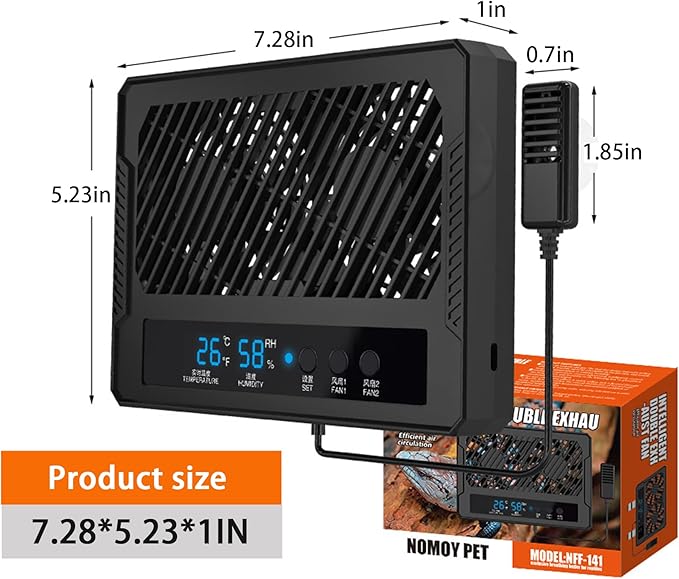 Reptile Fan & Terrarium Dehumidifier – Smart Dual-Row Humidity Fan - Image 4