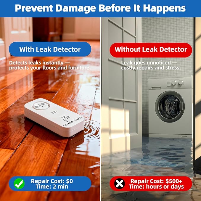 Water Leak Detector 5 Pack, 90dB Water Sensor Alarm - Image 3