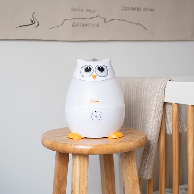 Crane Baby Mini Adorable Snow Owl Baby Humidifier, 0.5 Gal Cool Mist Humidifiers - Image 3