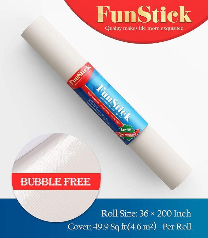 FunStick 36" x 200" Large Matte Cream White Wallpaper Peel and Stick White - Image 7