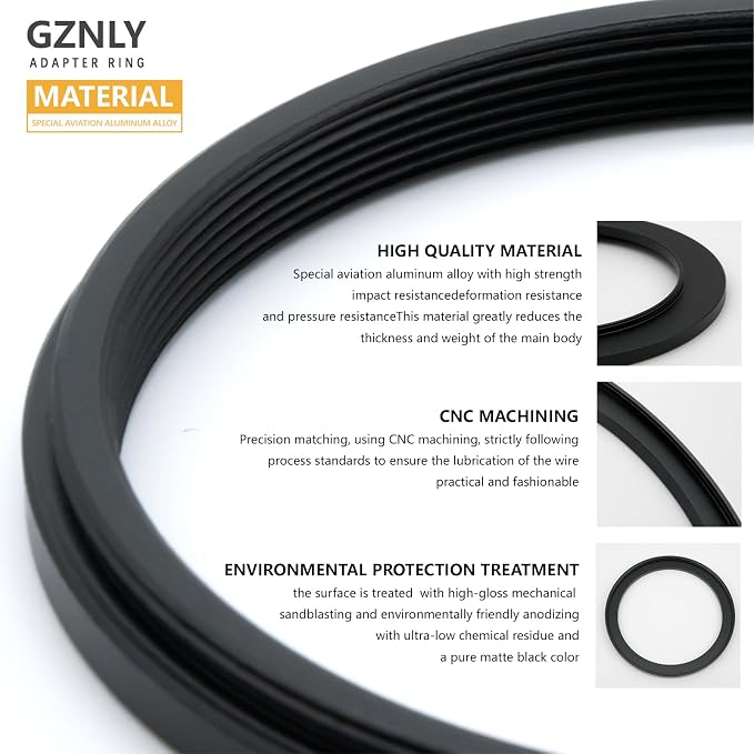 77mm to 67mm Step-up Adapter Rings Filter Adapter Black Metal Step Down Filter - Image 3
