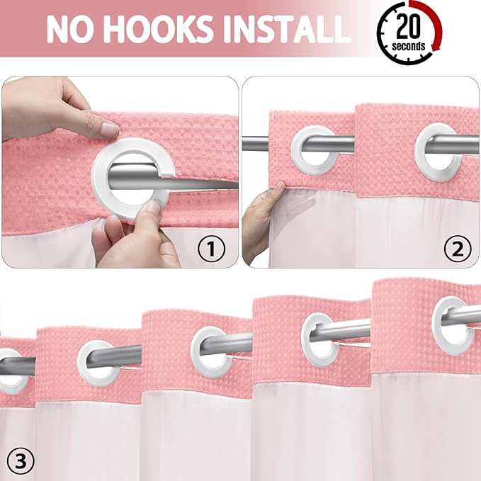 No Hook Shower Curtain and Liner Set - Image 2