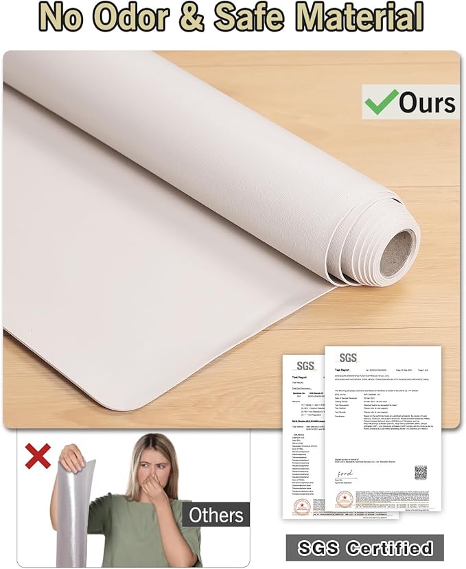 Beige Vinyl Floor Mat for Home, Under Dining Room Table - Image 5
