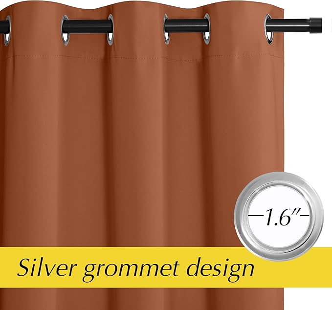 NICETOWN Burnt Orange Privacy Heat Blocking Blackout Thermal Insulated Door - Image 5